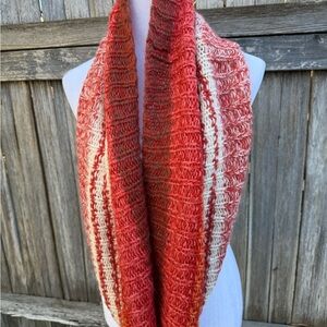 Wooden Ships Orange Rust Cream Brown Knit Infinity Scarf